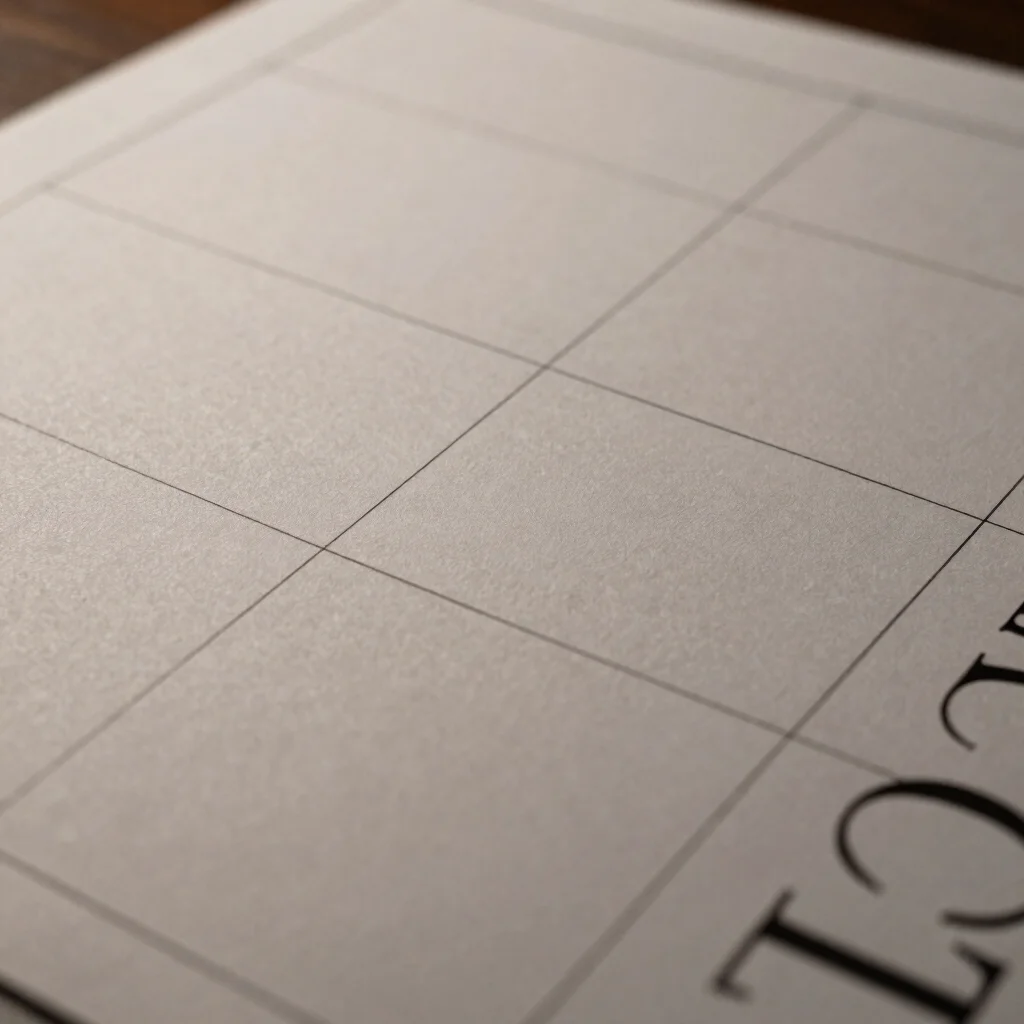Printed poster detail showing fine typography and grid alignment,
